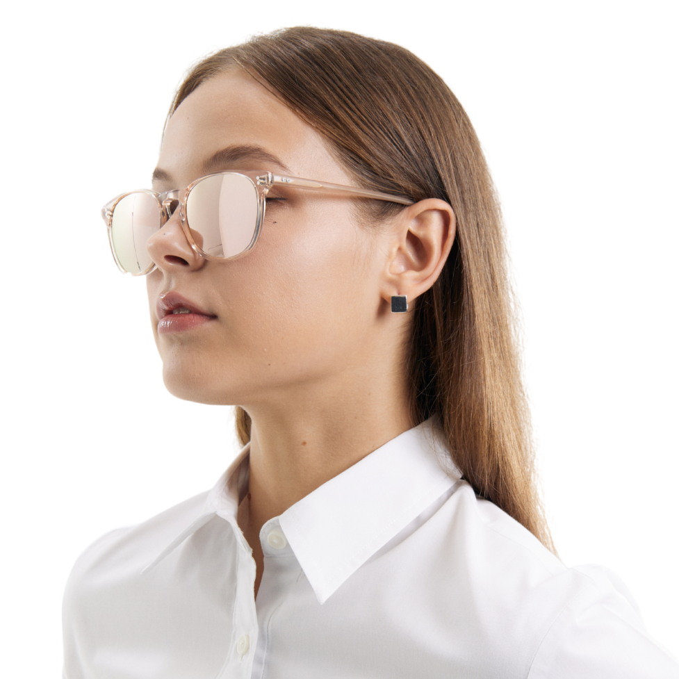Rocket Eyewear MTO P3 Classic Rose-tinted Crystal & Blush with Pink Mirrored Polarized Lenses