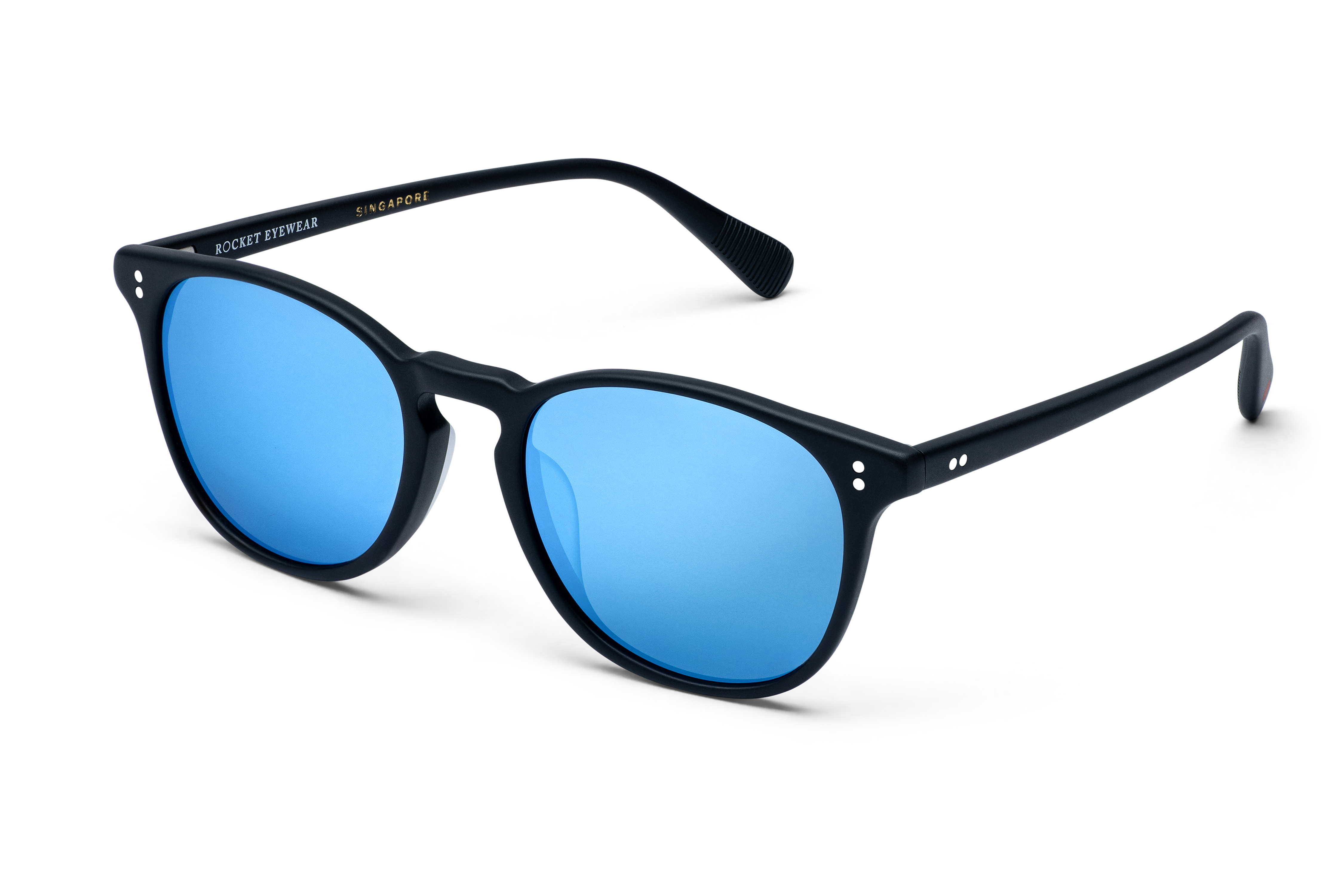 Rocket Eyewear MTO P3 Classic Matte Black with Blue Mirrored