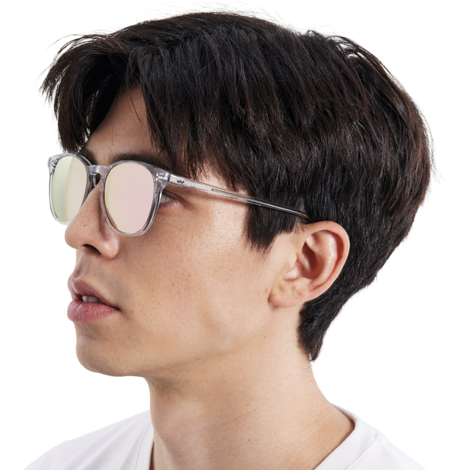 Rocket Eyewear MTO P3 Classic Crystal with Pink Mirrored Polarized Lenses