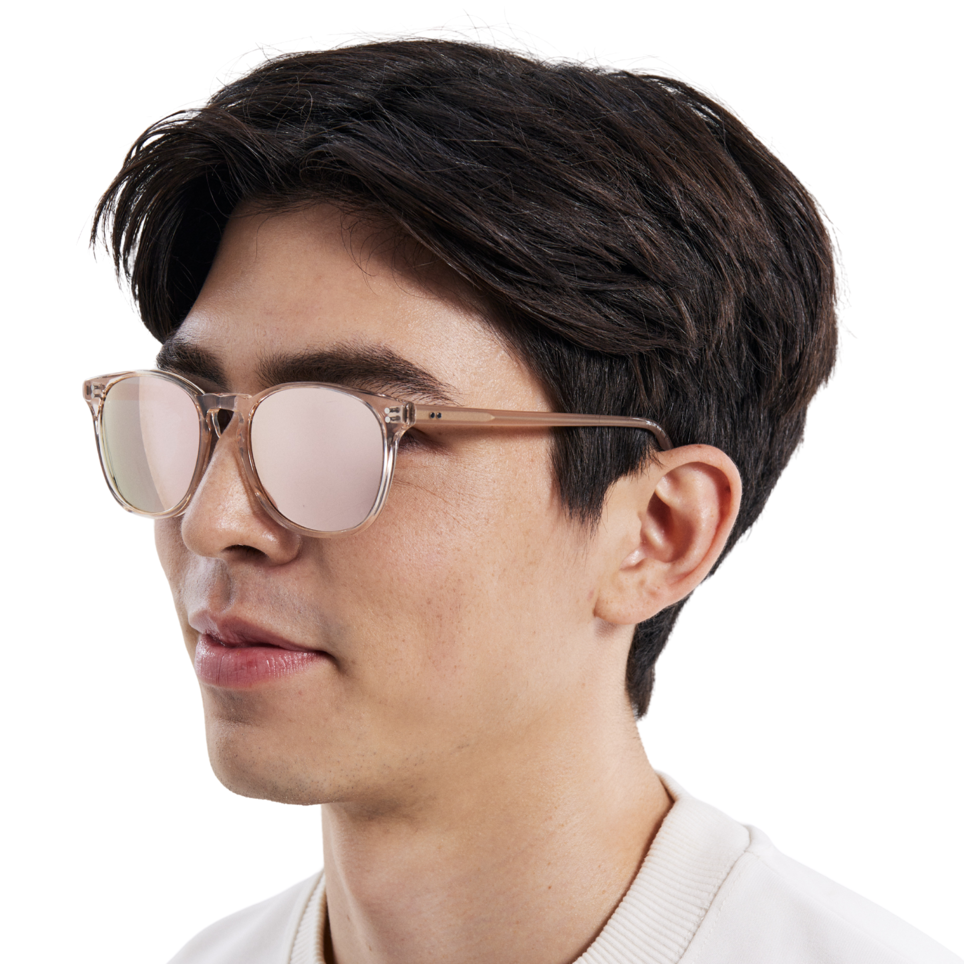 Rocket Eyewear MTO P3 Classic Rose-tinted Crystal &amp; Blush with Pink Mirrored Polarized Lenses