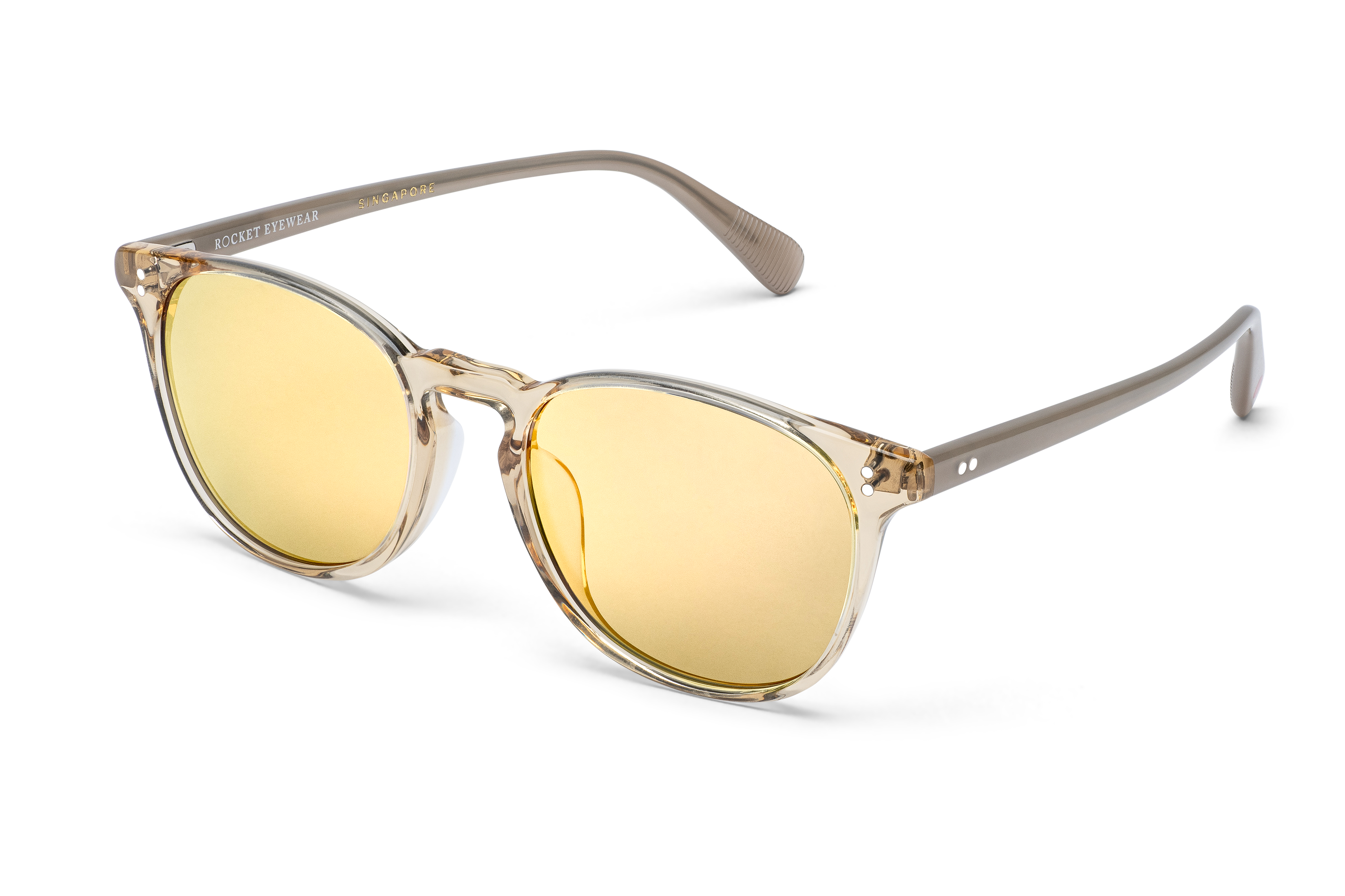 Rocket Eyewear MTO P3 Classic Gold Crystal &amp; Putty with Gold Mirrored Polarized Lenses