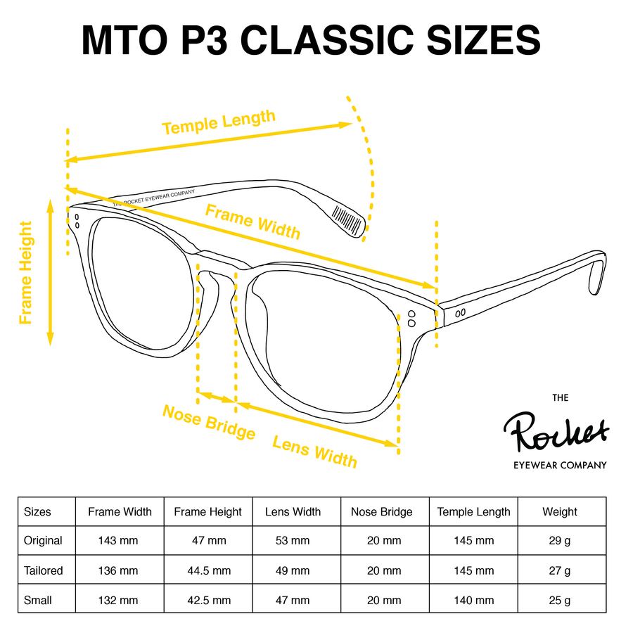 Rocket MTO P3 Classic Charcoal Black & Marble Tortoise Glasses (Tortoise Returns)