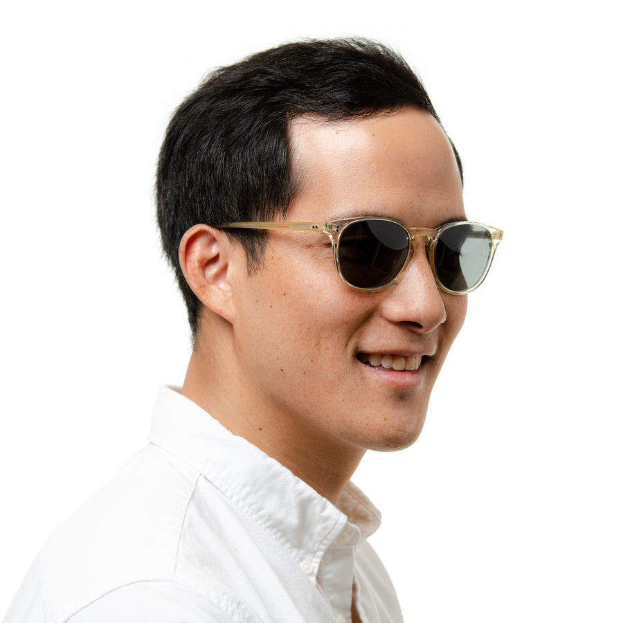 [Custom] Robert's Rocket MTO P3 Classic Aiyu Jelly Crystal & Kombucha with Grey Prescription Non-Polarized Lenses (Crystal Strikes Back)